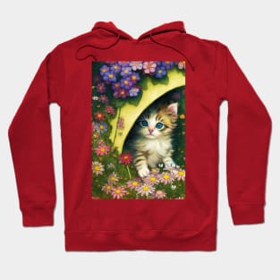 Kitten between flowers Hoodie